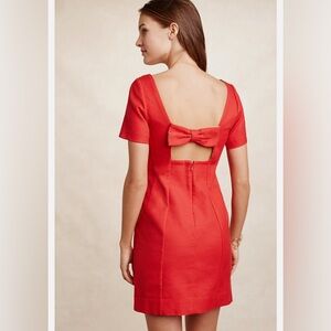 Anthropologie Maeve Alexia Bow-Back Red Shift Dress